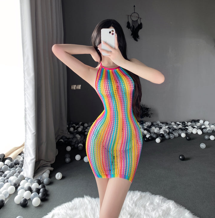 Esme Jacquard Colorful Mesh Dress