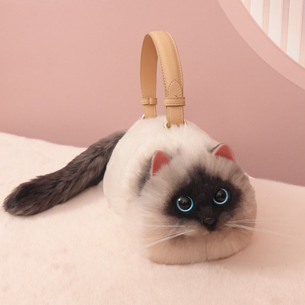 LUXURIOUS PLUSH KITTEN SHOULDER BAG